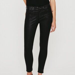 AG Adriano Goldschmied Black The Legging Ankle Super Skinny Ankle Coated Jeans